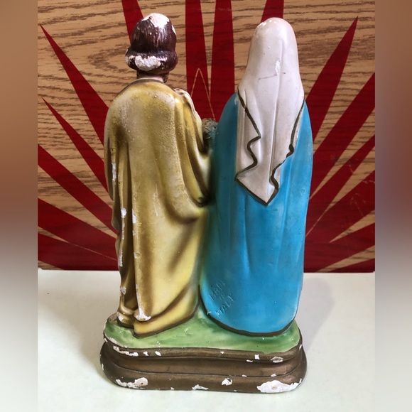Vintage Italian Mother Mary & Joseph Chalkware Statue - Picture 6 of 11
